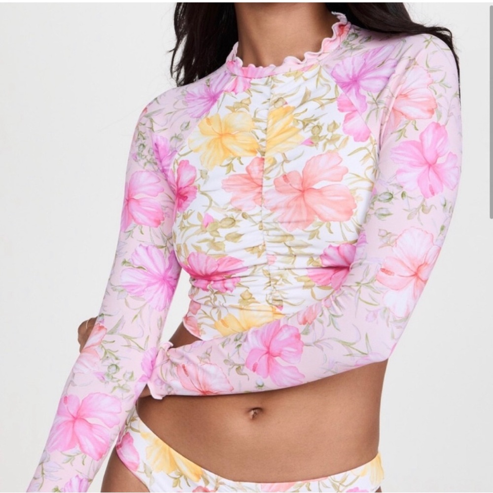 NWT LOVESHACKFANCY X HURLEY SIZE Medium HIBISCUS RASH GUARD